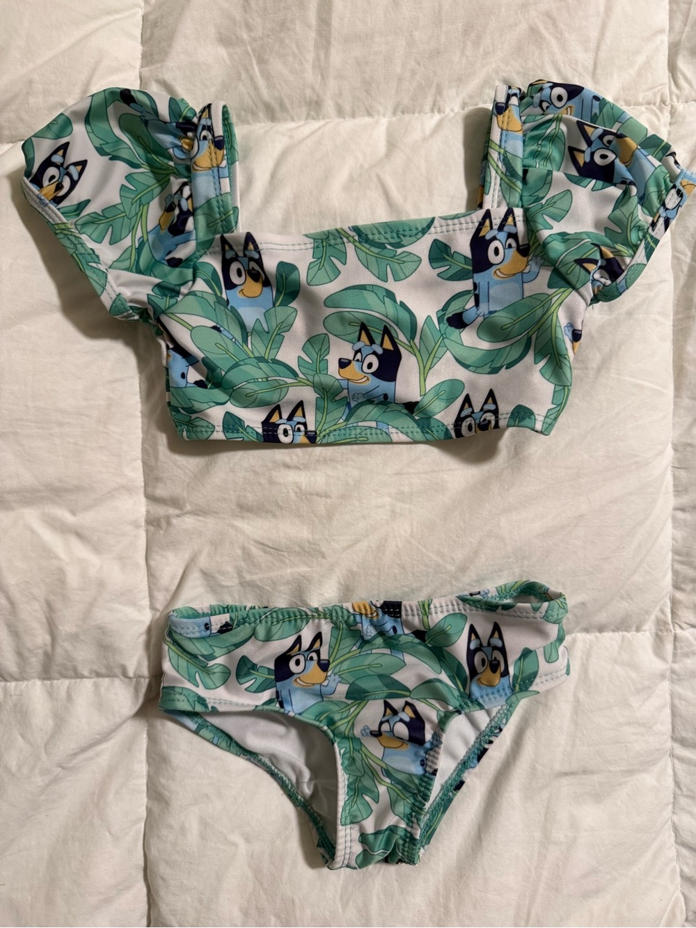 Bluey Girls 2-Piece Tropical Ruffle Swimsuit 2T